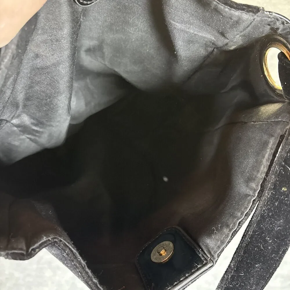 Carolina Herrera Purse Good Girl Black Velvet Lacquer‎ Shoulder Bag Tote